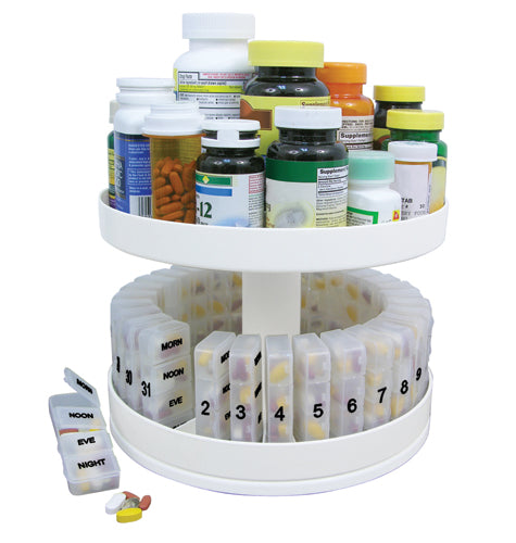 Revolving Medicine Center w/31Daily Pill Compartments - Precision Lab Works