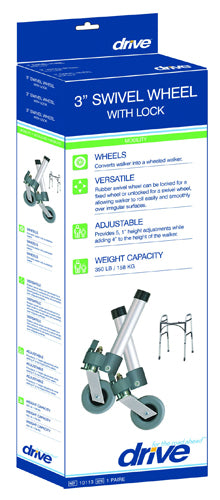 Comb. Swivel/Fixed Wheels 3  w/Lock and Rear Glides (pr) - Precision Lab Works