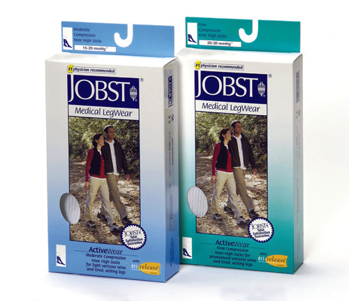 Jobst ActiveWear 15-20 Knee-Hi Socks White Large - Precision Lab Works