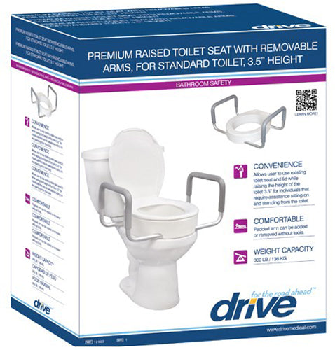 Elevated Toilet Seat w/Arms For Elongated Toilets T/F - Precision Lab Works