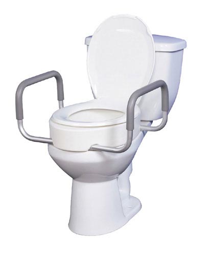 Elevated Toilet Seat w/Arms For Elongated Toilets T/F - Precision Lab Works