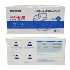 Disposable Face Mask Bx/50 w/EarLoops 3-Ply Level 3  Blue - Precision Lab Works