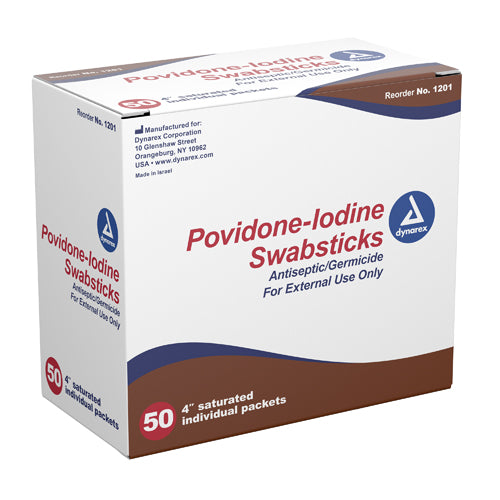 Povidone Iodine Swabstick Bx/50 - Precision Lab Works