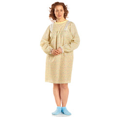 Ladylace Reusable Gown Yellow Floral Long Sleeves - Precision Lab Works